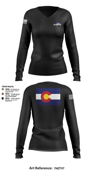 Womens Long Sleeve Vneck Shirt, USS Colorado, Navy, Teamtime, Team time, sublimation, custom sports apparel, team uniforms, spirit wear, spiritwear, sports uniforms, custom shirts, team store, custom team store, fundraiser sports, apparel fundraiser