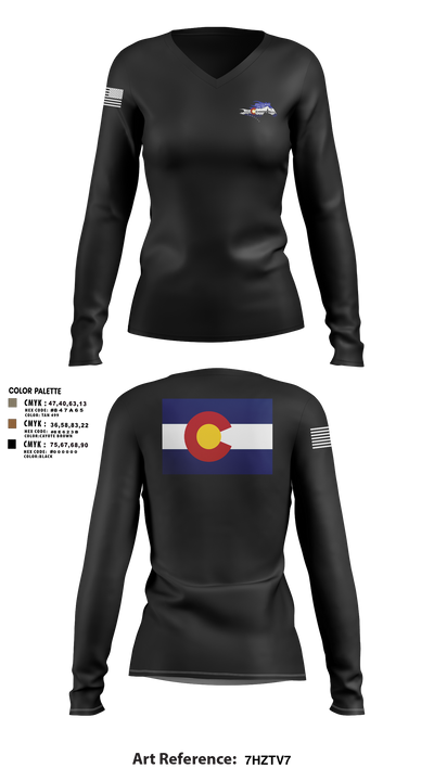 USS Colorado 62419768 Women's Long Sleeve V-neck Shirt - 3