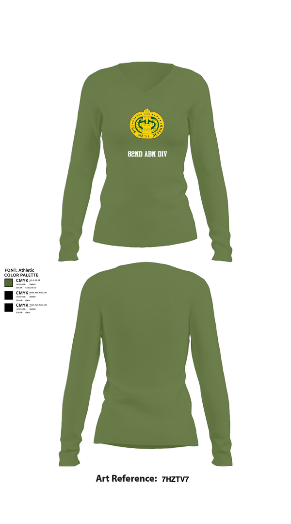 Womens Long Sleeve Vneck Shirt, 82nd ABN div, , Teamtime, Team time, sublimation, custom sports apparel, team uniforms, spirit wear, spiritwear, sports uniforms, custom shirts, team store, custom team store, fundraiser sports, apparel fundraiser