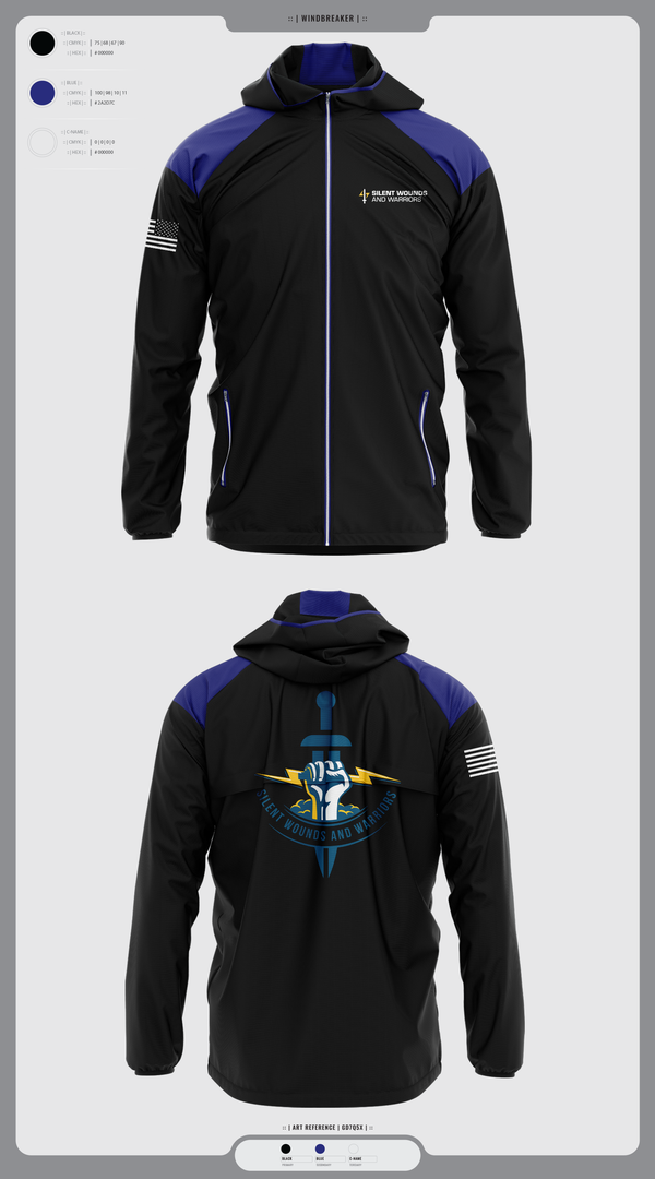 Windbreaker, Silent Wounds and Warriors Foundation, , Teamtime, Team time, sublimation, custom sports apparel, team uniforms, spirit wear, spiritwear, sports uniforms, custom shirts, team store, custom team store, fundraiser sports, apparel fundraiser