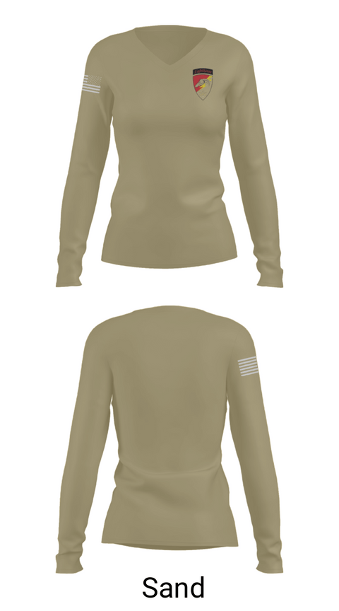 Womens Long Sleeve Vneck Shirt, F-TRP, Army, Teamtime, Team time, sublimation, custom sports apparel, team uniforms, spirit wear, spiritwear, sports uniforms, custom shirts, team store, custom team store, fundraiser sports, apparel fundraiser
