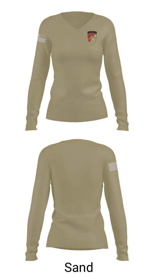 Womens Long Sleeve Vneck Shirt, F-TRP, Army, Teamtime, Team time, sublimation, custom sports apparel, team uniforms, spirit wear, spiritwear, sports uniforms, custom shirts, team store, custom team store, fundraiser sports, apparel fundraiser