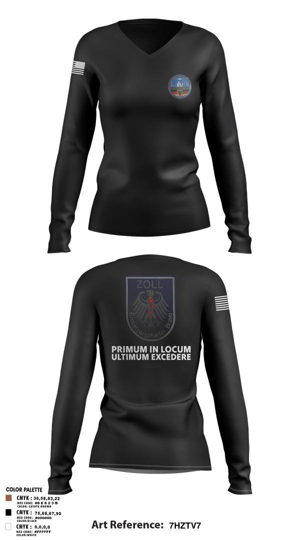 Womens Long Sleeve Vneck Shirt, Bravo Medics Zoll, Police, Teamtime, Team time, sublimation, custom sports apparel, team uniforms, spirit wear, spiritwear, sports uniforms, custom shirts, team store, custom team store, fundraiser sports, apparel fundraiser
