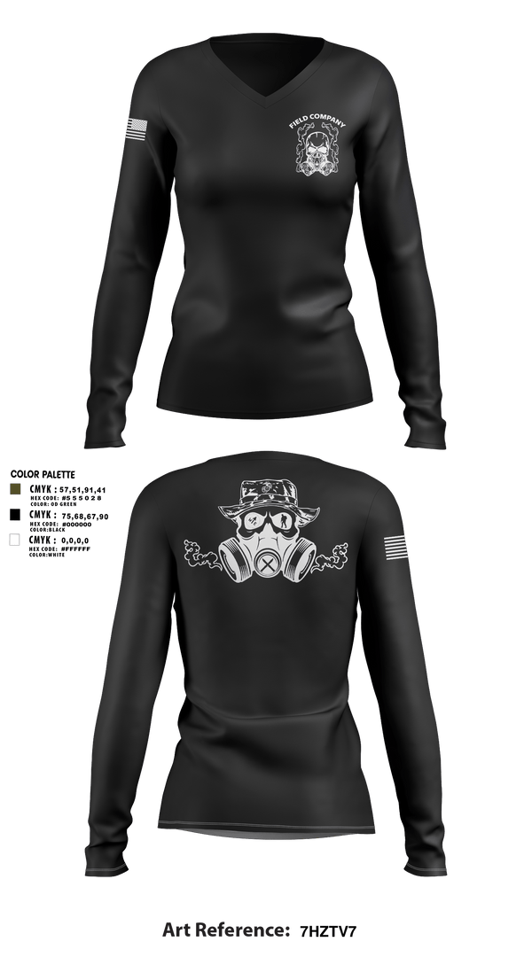 Women's Long Sleeve Vneck Shirt, Field Company, Marines, Teamtime, Team time, sublimation, custom sports apparel, team uniforms, spirit wear, spiritwear, sports uniforms, custom shirts, team store, custom team store, fundraiser sports, apparel fundraiser
