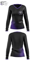 Throckmorton High School Cross Country 29705170 Women's Long Sleeve V-neck Shirt -1 1