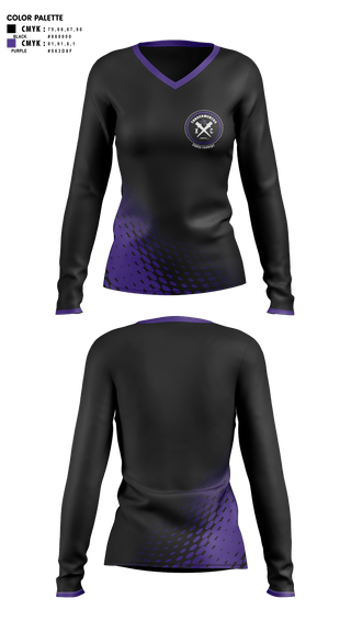 Womens Long Sleeve Vneck Shirt 1, Throckmorton High School Track and Field, Track & Field, Teamtime, Team time, sublimation, custom sports apparel, team uniforms, spirit wear, spiritwear, sports uniforms, custom shirts, team store, custom team store, fundraiser sports, apparel fundraiser