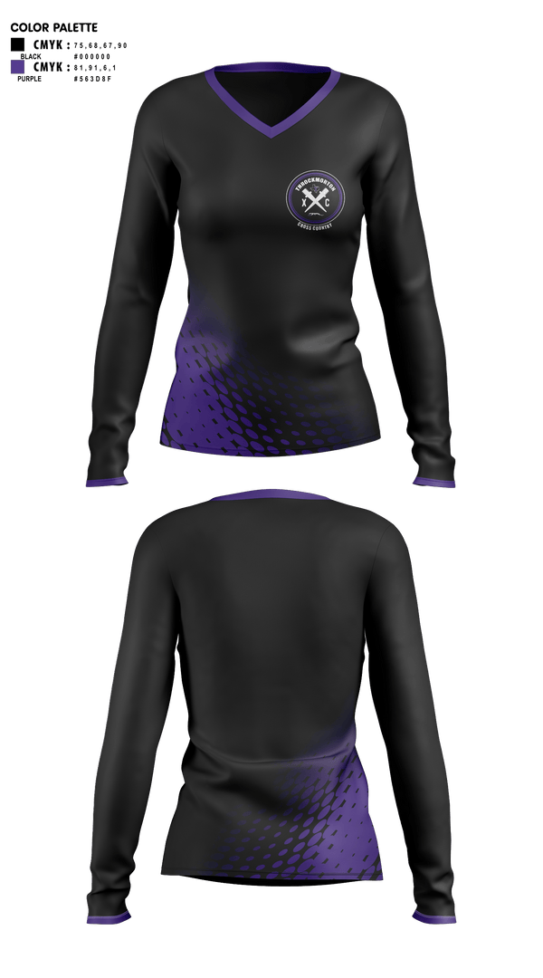 Womens Long Sleeve Vneck Shirt 1, Throckmorton High School Track and Field, Track & Field, Teamtime, Team time, sublimation, custom sports apparel, team uniforms, spirit wear, spiritwear, sports uniforms, custom shirts, team store, custom team store, fundraiser sports, apparel fundraiser