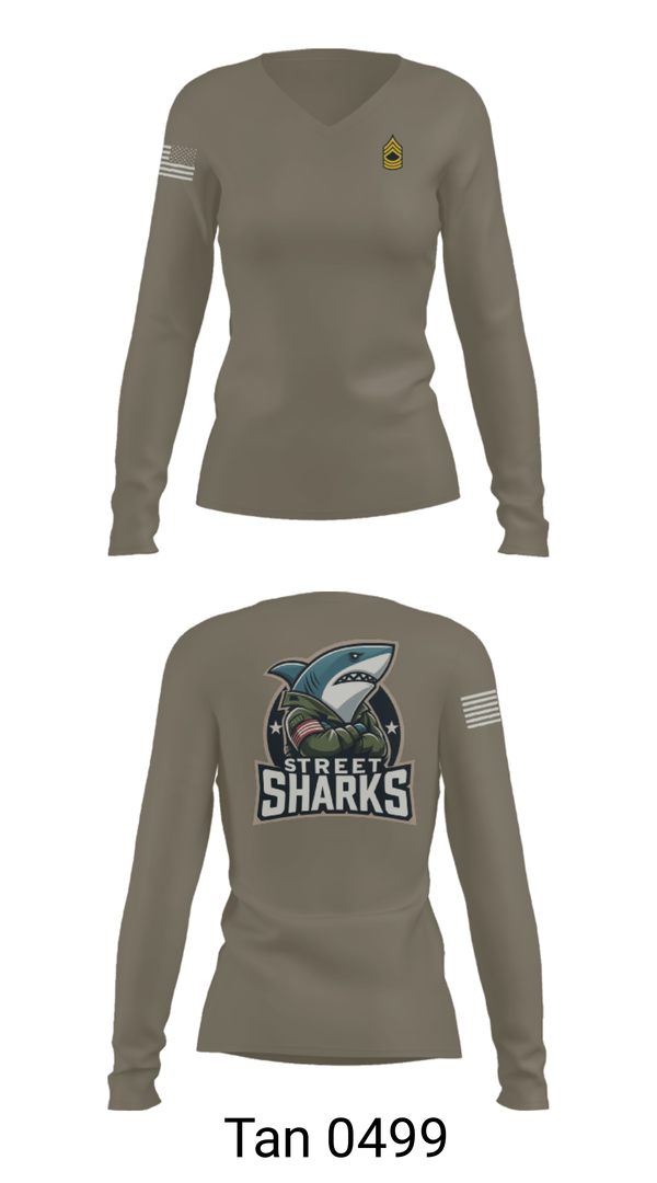 Womens Long Sleeve Vneck Shirt, Pearl City Army Recruiting Station, Army, Teamtime, Team time, sublimation, custom sports apparel, team uniforms, spirit wear, spiritwear, sports uniforms, custom shirts, team store, custom team store, fundraiser sports, apparel fundraiser