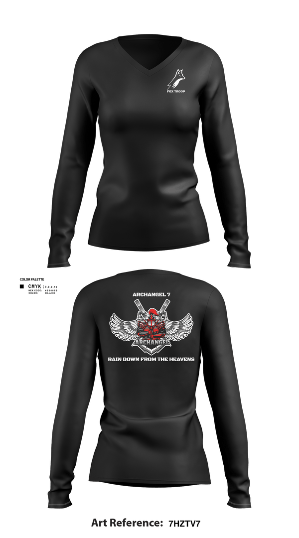 Womens Long Sleeve Vneck Shirt, Fox troop, Army, Teamtime, Team time, sublimation, custom sports apparel, team uniforms, spirit wear, spiritwear, sports uniforms, custom shirts, team store, custom team store, fundraiser sports, apparel fundraiser