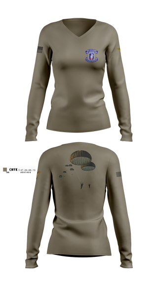 Womens Long Sleeve Vneck Shirt 1, 173rd airborne brigade, , Teamtime, Team time, sublimation, custom sports apparel, team uniforms, spirit wear, spiritwear, sports uniforms, custom shirts, team store, custom team store, fundraiser sports, apparel fundraiser