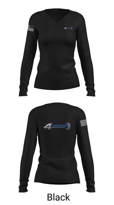 4 CORNERS WHEELS AND TIRES 75984122 Women's Long Sleeve V-neck Shirt -1 35