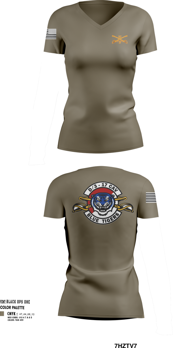 Womens Short Sleeve Vneck Shirt, Delta Troop 3-17 CAV, , Teamtime, Team time, sublimation, custom sports apparel, team uniforms, spirit wear, spiritwear, sports uniforms, custom shirts, team store, custom team store, fundraiser sports, apparel fundraiser