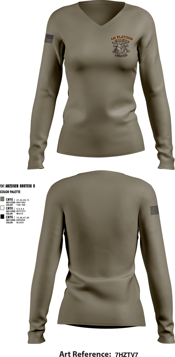 Womens Long Sleeve Vneck Shirt, Fuel Dawgs, Army, Teamtime, Team time, sublimation, custom sports apparel, team uniforms, spirit wear, spiritwear, sports uniforms, custom shirts, team store, custom team store, fundraiser sports, apparel fundraiser