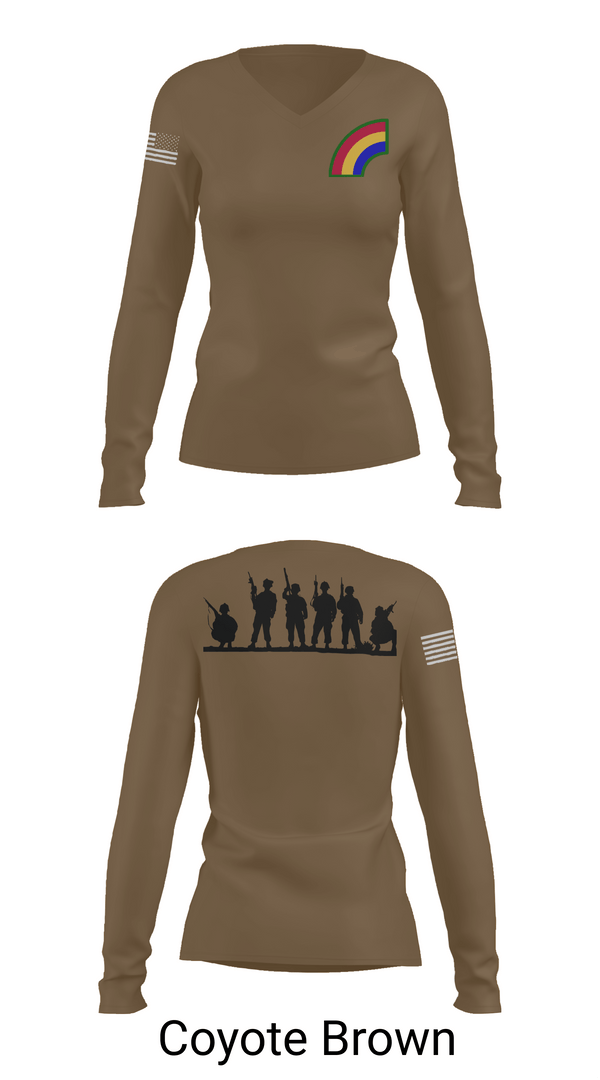 Womens Long Sleeve Vneck Shirt, 42ND Infantry Division, Army, Teamtime, Team time, sublimation, custom sports apparel, team uniforms, spirit wear, spiritwear, sports uniforms, custom shirts, team store, custom team store, fundraiser sports, apparel fundraiser