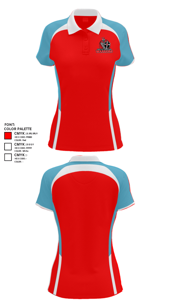 Women's Short Sleeve Performance Polo, Seattle Christian School (High School) Track, Track & Field, Teamtime, Team time, sublimation, custom sports apparel, team uniforms, spirit wear, spiritwear, sports uniforms, custom shirts, team store, custom team store, fundraiser sports, apparel fundraiser