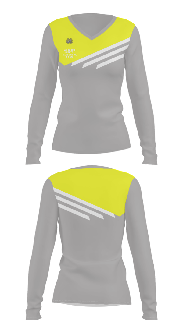 Women's Long Sleeve Vneck Shirt, Marlboro County High School Track, Track & Field, Teamtime, Team time, sublimation, custom sports apparel, team uniforms, spirit wear, spiritwear, sports uniforms, custom shirts, team store, custom team store, fundraiser sports, apparel fundraiser