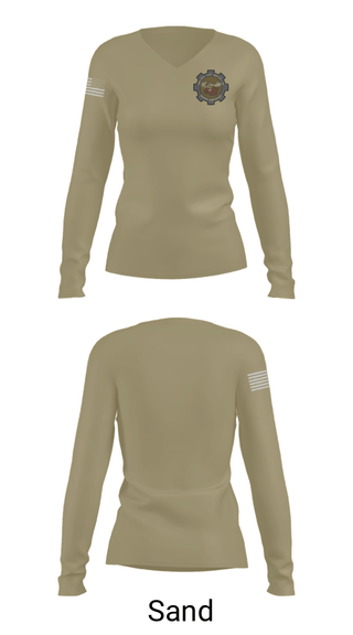 Women's Long Sleeve Vneck Shirt, Moose Knuckles, Army, Teamtime, Team time, sublimation, custom sports apparel, team uniforms, spirit wear, spiritwear, sports uniforms, custom shirts, team store, custom team store, fundraiser sports, apparel fundraiser