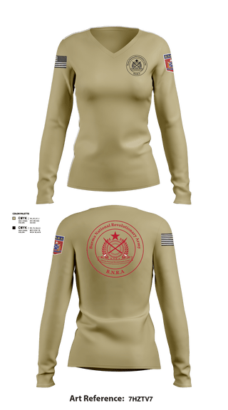 Women's Long Sleeve Vneck Shirt, B.N.R.A, Army, Teamtime, Team time, sublimation, custom sports apparel, team uniforms, spirit wear, spiritwear, sports uniforms, custom shirts, team store, custom team store, fundraiser sports, apparel fundraiser
