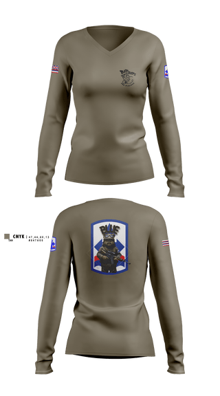 Womens Long Sleeve Vneck Shirt 1, 3RD PLT BAD BOYS3RD PLT BAD BOYS 899719921-299 DismountBlue EwokDismount sabersBlue Ewok, Army, Teamtime, Team time, sublimation, custom sports apparel, team uniforms, spirit wear, spiritwear, sports uniforms, custom shirts, team store, custom team store, fundraiser sports, apparel fundraiser