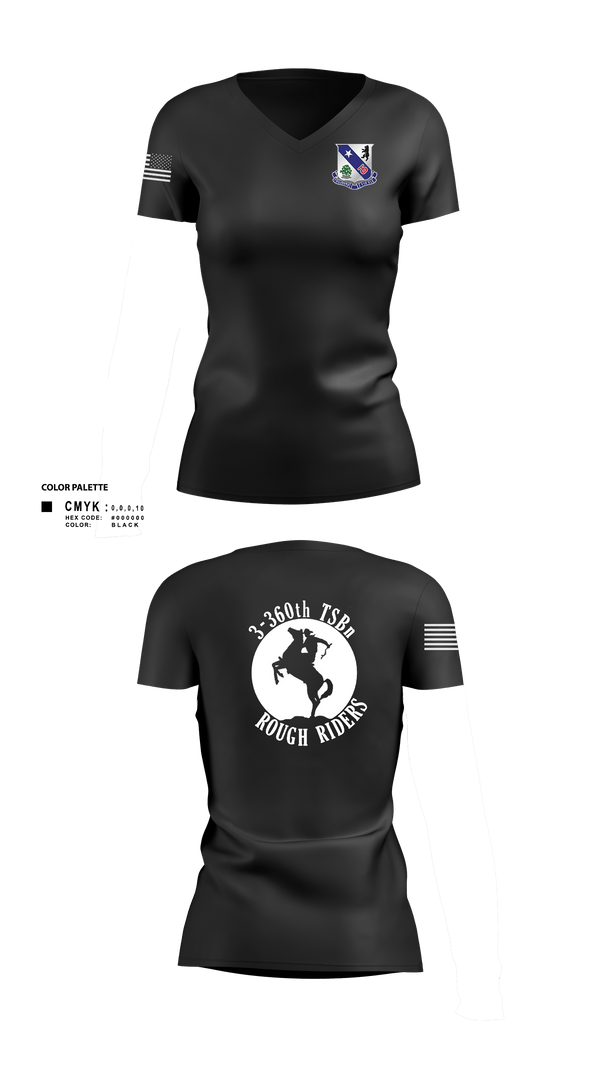 Womens Short Sleeve Vneck Shirt, 3-360th TSBn, Army, Teamtime, Team time, sublimation, custom sports apparel, team uniforms, spirit wear, spiritwear, sports uniforms, custom shirts, team store, custom team store, fundraiser sports, apparel fundraiser