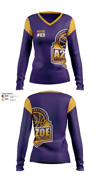 A2Zoe Basketball 60919900 Women's Long Sleeve V-neck Shirt - 1