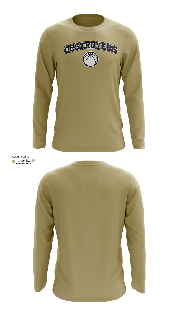 Long Sleeve Performance Shirt, Destroyers, Men's Basketball, Teamtime, Team time, sublimation, custom sports apparel, team uniforms, spirit wear, spiritwear, sports uniforms, custom shirts, team store, custom team store, fundraiser sports, apparel fundraiser