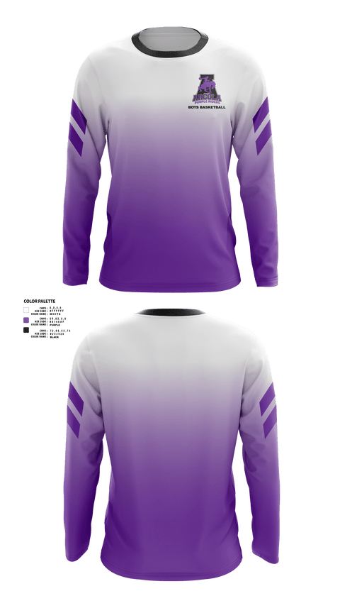 Long Sleeve Performance Shirt, Arcola Senior High School Basketball, Men's Basketball, Teamtime, Team time, sublimation, custom sports apparel, team uniforms, spirit wear, spiritwear, sports uniforms, custom shirts, team store, custom team store, fundraiser sports, apparel fundraiser