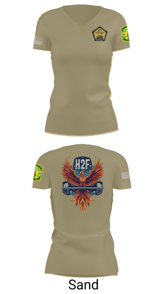 Womens Short Sleeve Vneck Shirt, Phoenix H2F, Army, Teamtime, Team time, sublimation, custom sports apparel, team uniforms, spirit wear, spiritwear, sports uniforms, custom shirts, team store, custom team store, fundraiser sports, apparel fundraiser
