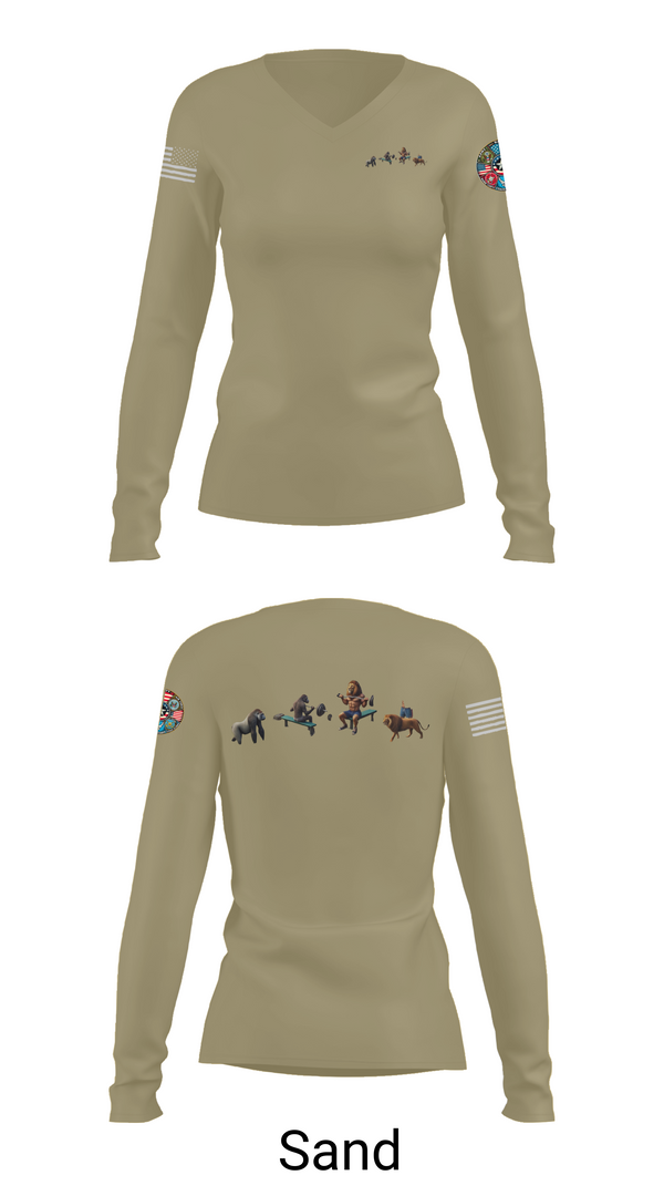 Womens Long Sleeve Vneck Shirt, One GYm, Marines, Teamtime, Team time, sublimation, custom sports apparel, team uniforms, spirit wear, spiritwear, sports uniforms, custom shirts, team store, custom team store, fundraiser sports, apparel fundraiser