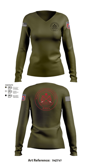 Women's Long Sleeve Vneck Shirt, B.N.R.A, Army, Teamtime, Team time, sublimation, custom sports apparel, team uniforms, spirit wear, spiritwear, sports uniforms, custom shirts, team store, custom team store, fundraiser sports, apparel fundraiser