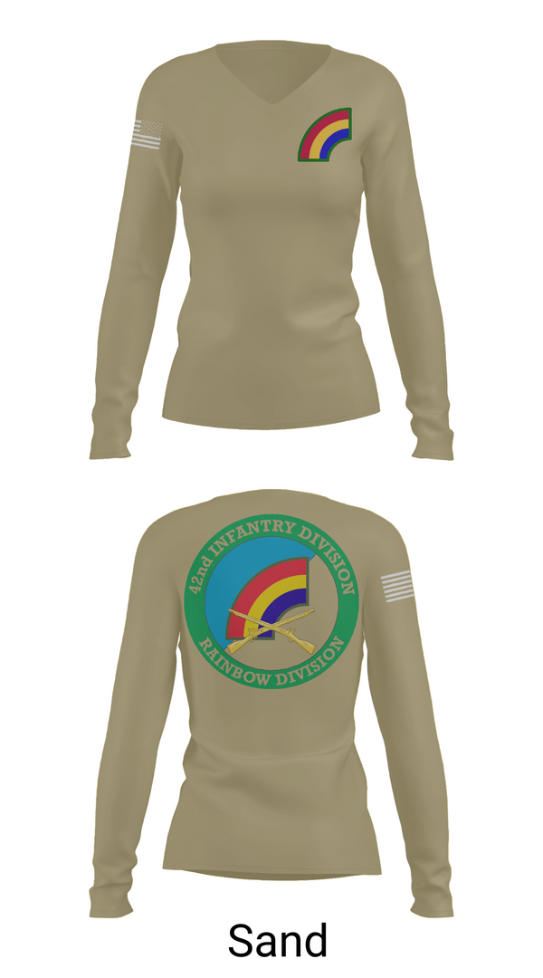 Womens Long Sleeve Vneck Shirt, 42nd ID, Army, Teamtime, Team time, sublimation, custom sports apparel, team uniforms, spirit wear, spiritwear, sports uniforms, custom shirts, team store, custom team store, fundraiser sports, apparel fundraiser