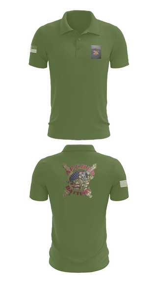 Short Sleeve Performance Polo, Archer Battery 2-2 FA, Army, Teamtime, Team time, sublimation, custom sports apparel, team uniforms, spirit wear, spiritwear, sports uniforms, custom shirts, team store, custom team store, fundraiser sports, apparel fundraiser