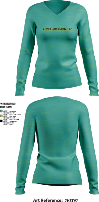 Womens Long Sleeve Vneck Shirt, Alpha and Omega LLC, , Teamtime, Team time, sublimation, custom sports apparel, team uniforms, spirit wear, spiritwear, sports uniforms, custom shirts, team store, custom team store, fundraiser sports, apparel fundraiser