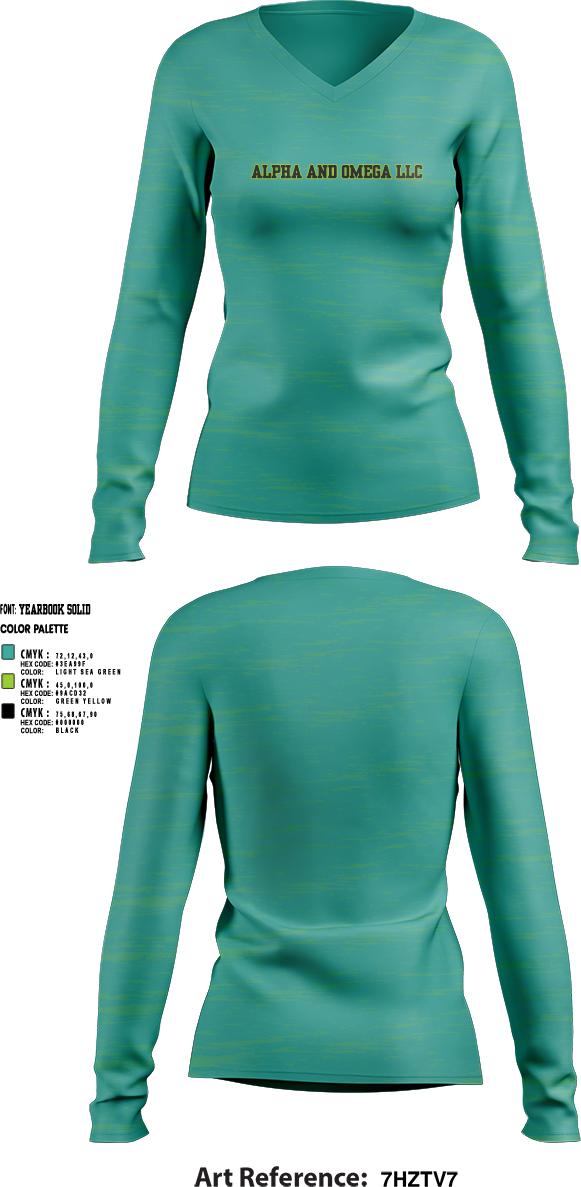 Womens Long Sleeve Vneck Shirt, Alpha and Omega LLC, , Teamtime, Team time, sublimation, custom sports apparel, team uniforms, spirit wear, spiritwear, sports uniforms, custom shirts, team store, custom team store, fundraiser sports, apparel fundraiser