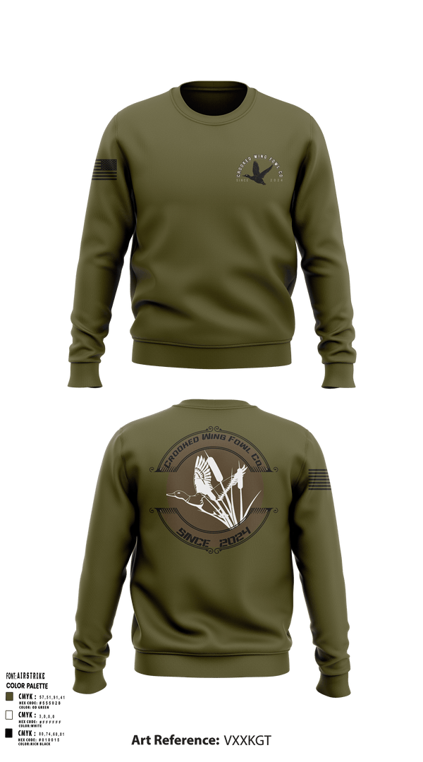 Crew Neck Sweatshirt, Crooked Wing Fowl Co., , Teamtime, Team time, sublimation, custom sports apparel, team uniforms, spirit wear, spiritwear, sports uniforms, custom shirts, team store, custom team store, fundraiser sports, apparel fundraiser