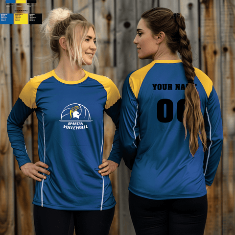 Long Sleeve Performance Shirt, Spartans, Women's Volleyball, Teamtime, Team time, sublimation, custom sports apparel, team uniforms, spirit wear, spiritwear, sports uniforms, custom shirts, team store, custom team store, fundraiser sports, apparel fundraiser