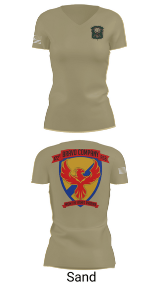 Womens Short Sleeve Vneck Shirt, B-Co 122 ASB, Army, Teamtime, Team time, sublimation, custom sports apparel, team uniforms, spirit wear, spiritwear, sports uniforms, custom shirts, team store, custom team store, fundraiser sports, apparel fundraiser