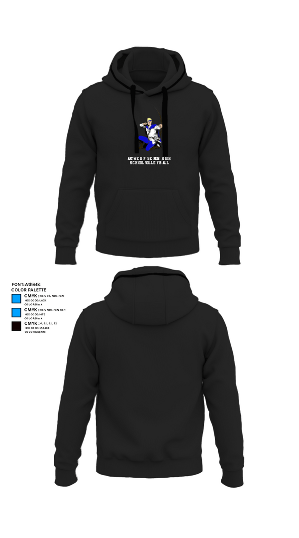 Hoodie, Antwerp Senior High School Volleyball, Women's Volleyball, Teamtime, Team time, sublimation, custom sports apparel, team uniforms, spirit wear, spiritwear, sports uniforms, custom shirts, team store, custom team store, fundraiser sports, apparel fundraiser
