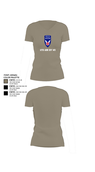 Womens Short Sleeve Vneck Shirt, 11th ABN DIV WO, , Teamtime, Team time, sublimation, custom sports apparel, team uniforms, spirit wear, spiritwear, sports uniforms, custom shirts, team store, custom team store, fundraiser sports, apparel fundraiser