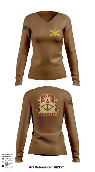 Womens Long Sleeve Vneck Shirt, BTRY-B 1/188th, National Guard, Teamtime, Team time, sublimation, custom sports apparel, team uniforms, spirit wear, spiritwear, sports uniforms, custom shirts, team store, custom team store, fundraiser sports, apparel fundraiser
