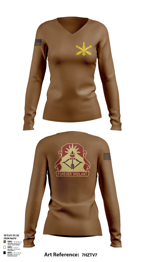 Womens Long Sleeve Vneck Shirt, BTRY-B 1/188th, National Guard, Teamtime, Team time, sublimation, custom sports apparel, team uniforms, spirit wear, spiritwear, sports uniforms, custom shirts, team store, custom team store, fundraiser sports, apparel fundraiser