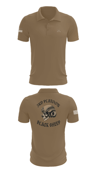 Short Sleeve Performance Polo, 3rd PLT Black Sheep, Army, Teamtime, Team time, sublimation, custom sports apparel, team uniforms, spirit wear, spiritwear, sports uniforms, custom shirts, team store, custom team store, fundraiser sports, apparel fundraiser