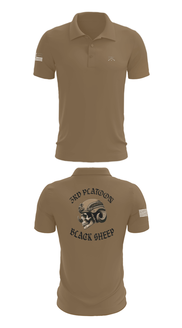 Short Sleeve Performance Polo, 3rd PLT Black Sheep, Army, Teamtime, Team time, sublimation, custom sports apparel, team uniforms, spirit wear, spiritwear, sports uniforms, custom shirts, team store, custom team store, fundraiser sports, apparel fundraiser
