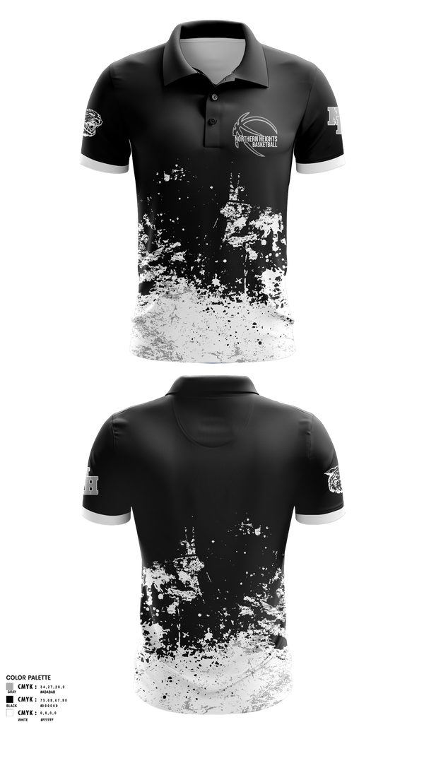 Short Sleeve Performance Polo, Northern Heights High School Basketball, Men's Basketball, Teamtime, Team time, sublimation, custom sports apparel, team uniforms, spirit wear, spiritwear, sports uniforms, custom shirts, team store, custom team store, fundraiser sports, apparel fundraiser