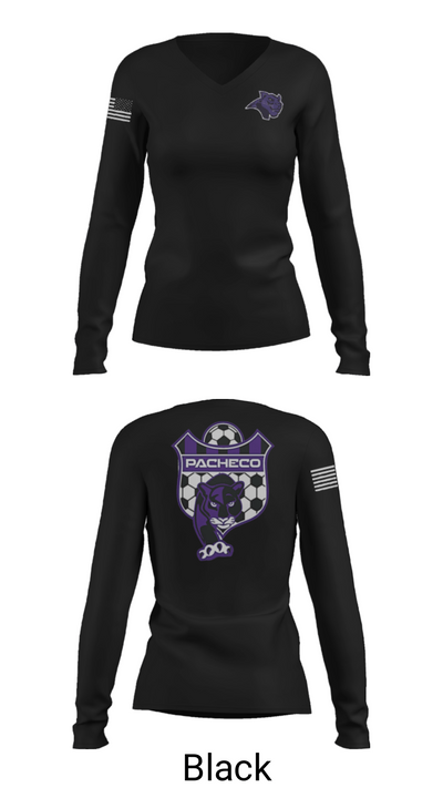 Pacheco High School Soccer 65224037 Women's Long Sleeve V-neck Shirt - 35