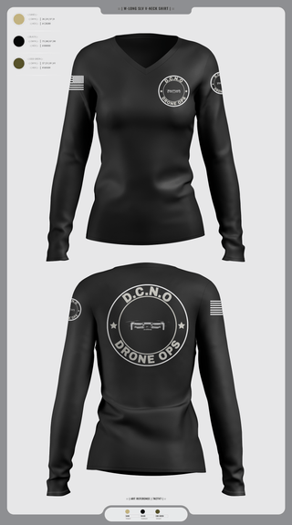 Womens Long Sleeve Vneck Shirt, D.C.N.O, Marines, Teamtime, Team time, sublimation, custom sports apparel, team uniforms, spirit wear, spiritwear, sports uniforms, custom shirts, team store, custom team store, fundraiser sports, apparel fundraiser