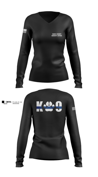 Womens Long Sleeve Vneck Shirt, Vance County Sheriff's Office  K9 Unit, Police, Teamtime, Team time, sublimation, custom sports apparel, team uniforms, spirit wear, spiritwear, sports uniforms, custom shirts, team store, custom team store, fundraiser sports, apparel fundraiser