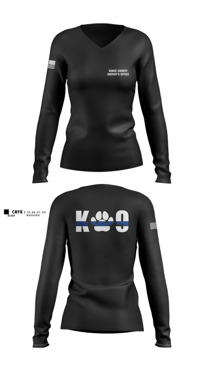 Vance County Sheriff's Office  K9 Unit 48237740 Women's Long Sleeve V-neck Shirt - 6