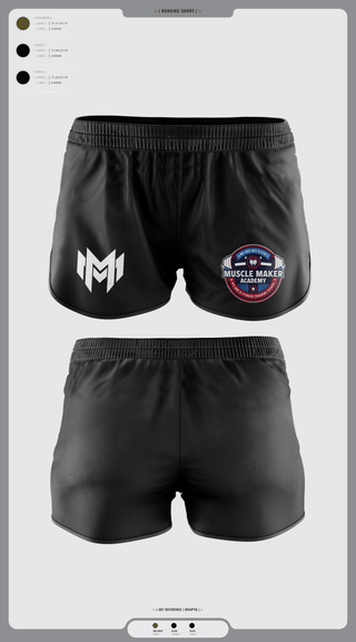 Womens Shorts, Muscle Maker Academy, Space Force, Teamtime, Team time, sublimation, custom sports apparel, team uniforms, spirit wear, spiritwear, sports uniforms, custom shirts, team store, custom team store, fundraiser sports, apparel fundraiser