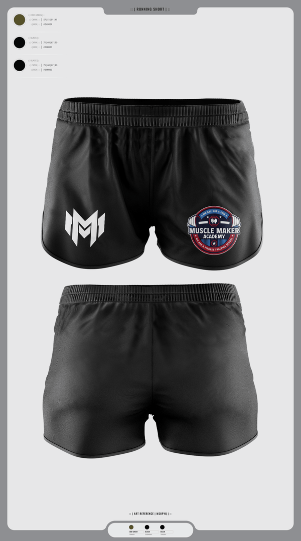 Womens Shorts, Muscle Maker Academy, Space Force, Teamtime, Team time, sublimation, custom sports apparel, team uniforms, spirit wear, spiritwear, sports uniforms, custom shirts, team store, custom team store, fundraiser sports, apparel fundraiser